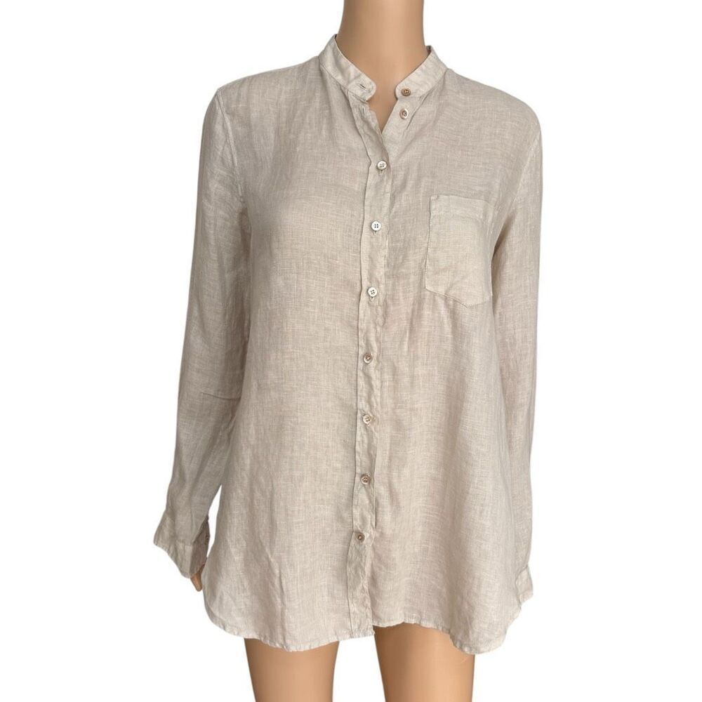 Antonelli Firenze 100% linen mandarin collar Made in Italy blouse size 42IT/6US